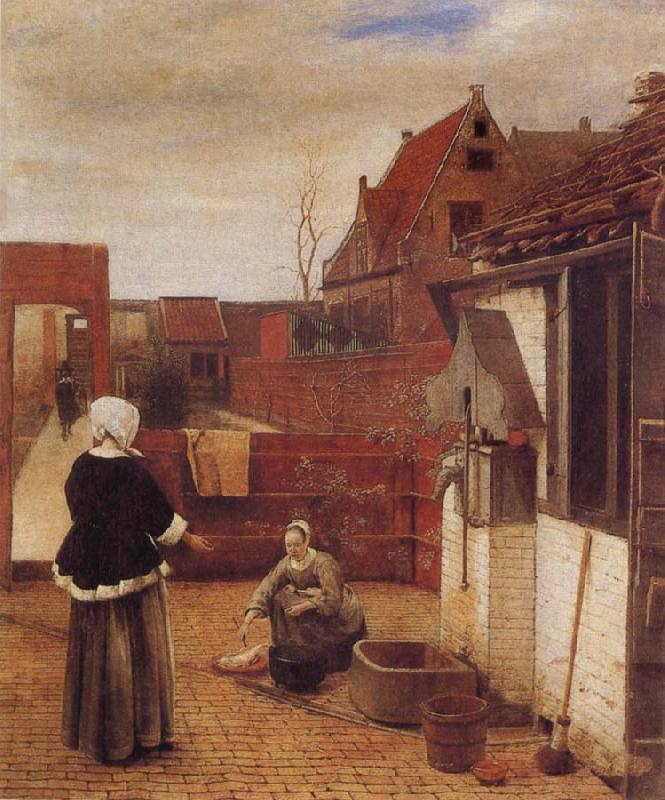 Pieter de Hooch A Woman and her Maid in  Courtyard Germany oil painting art